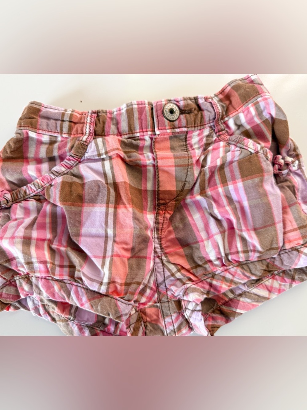 Vintage Oshkosh pink and brown plaid shorts